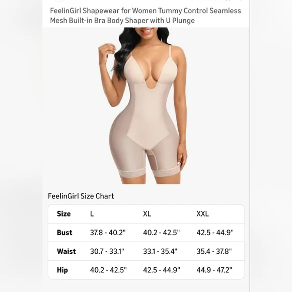 FeelinGirl Shapewear for Women With Tummy Control Built In Bra With U Plunge NWT - Picture 11 of 12